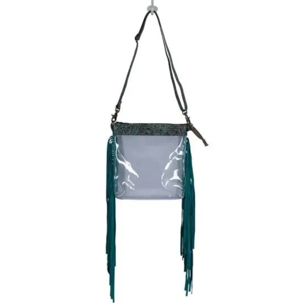MYRA BAG Beth Ridge Fringed Clear‎ Western Stadium Festival Bag NWT